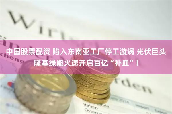 中国股票配资 陷入东南亚工厂停工漩涡 光伏巨头隆基绿能火速开启百亿“补血”！